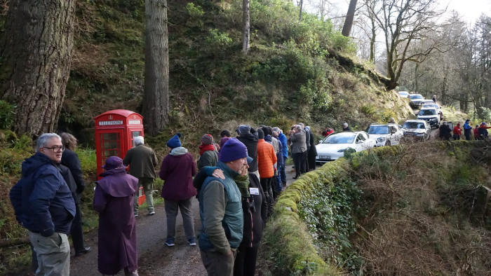 Gathering at the phone box (C) Dave Smith photo