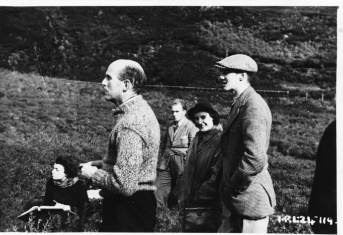 Michael Powell with continuity girl, Roger Liveseys stand in and Jim Corbetts parents